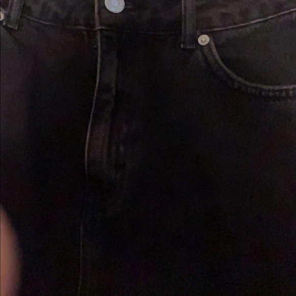 TopShop Black Denim Moto Raw Hem Skirt - Picture 4 of 5